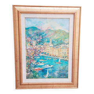 PORTOFINO OIL PAINTING ON CANVAS MIRCO MARTINI 70×50