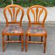 2 chaises bois massif chêne clair tissu fleurs