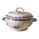 Antique Earthenware Soup Tureen with Blue Floral Decoration