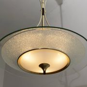 Fontana Arte Style Mid-Century Italian Glass and Brass Chandelier 40s
