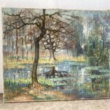 Paysage de foret signé