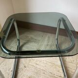 Vintage chrome and smoked glass side table