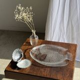 Large fish plate transparent glass Arcoroc vintage L38.5