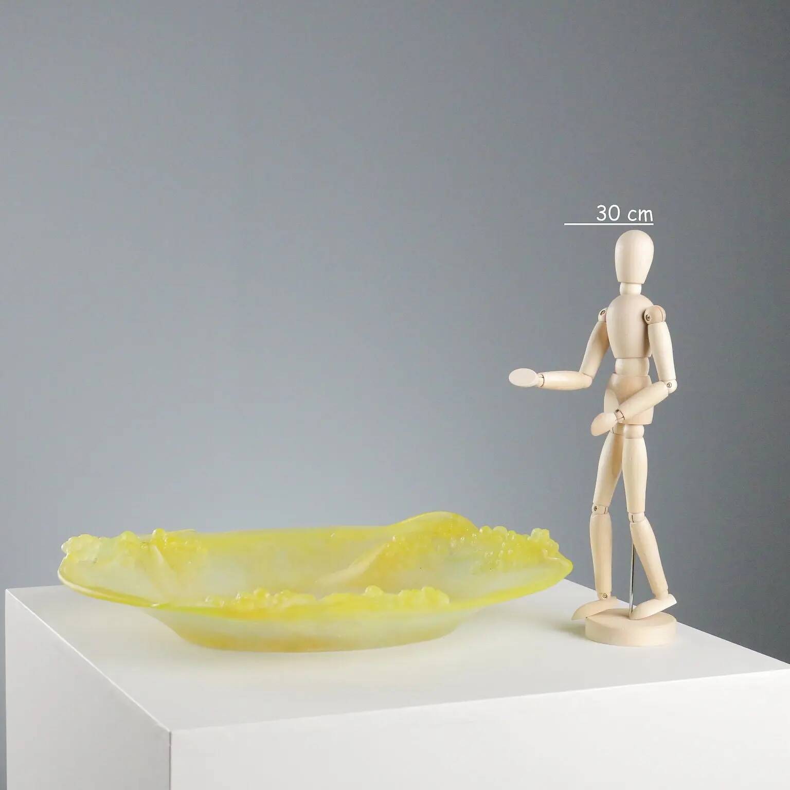 Vintage Mimosa plate by Daum Manufacture in crystal paste, 20th century.