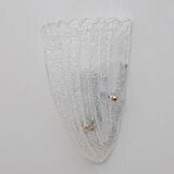 Barovier Style Mid-Century Modern Italian Murano Glass Shell Sconces, 60s, Pair.