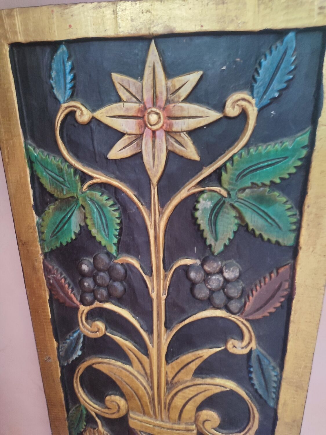 Antique carved wooden panel