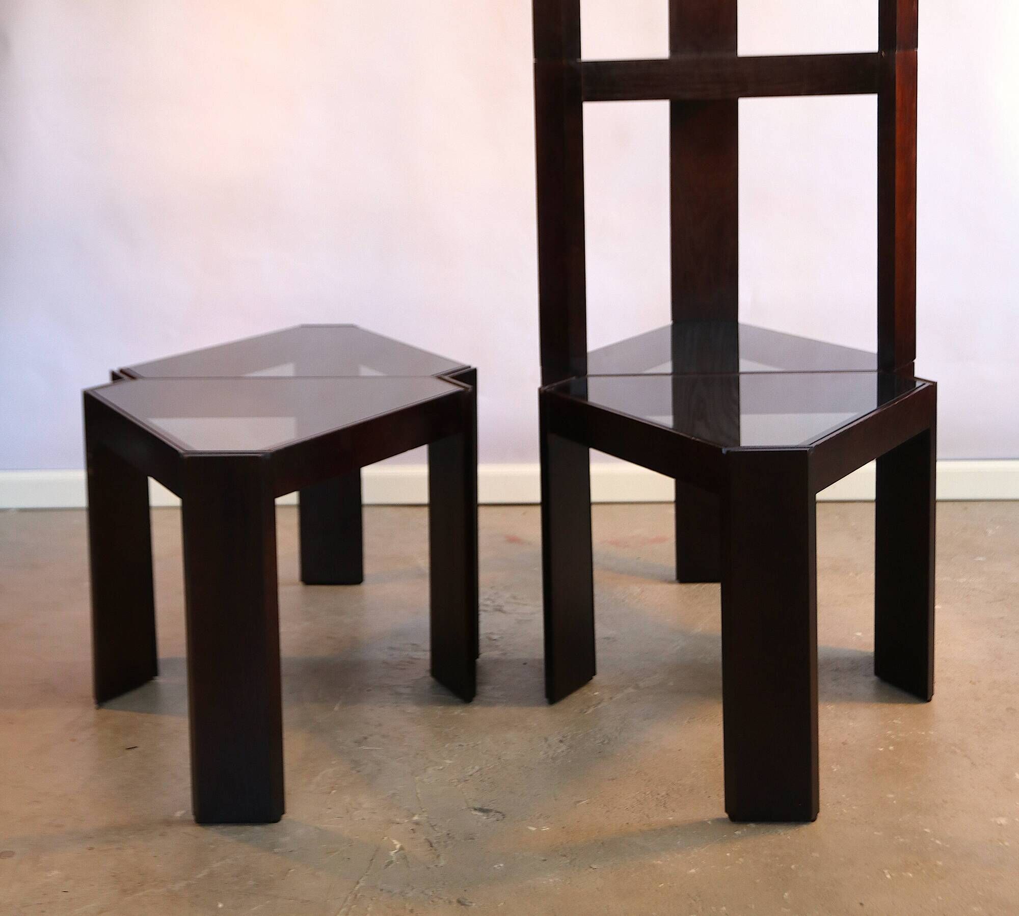 Lot of low tables Porada Arredi 6 modular pieces in wengé wood