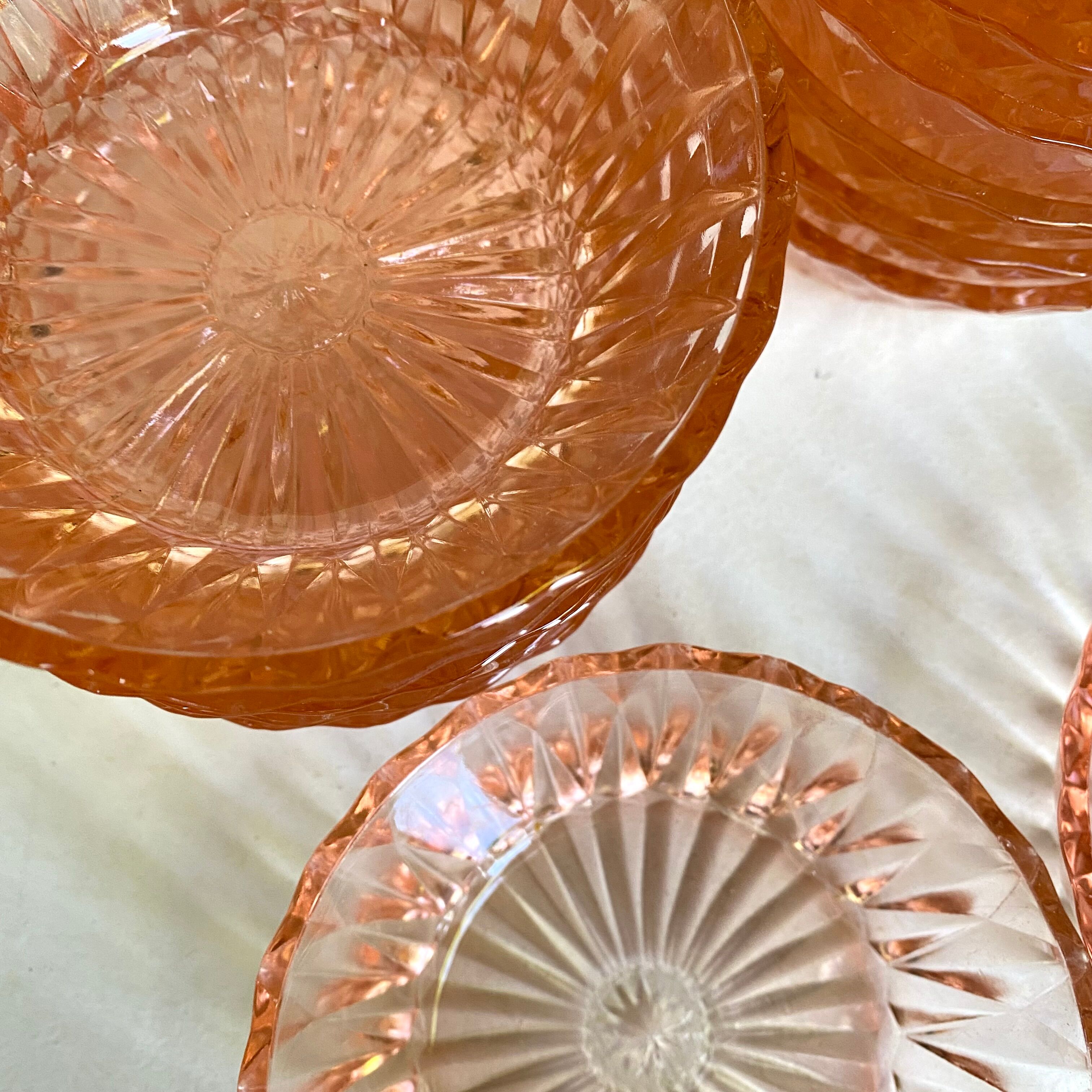 Vintage pink glass ramekins