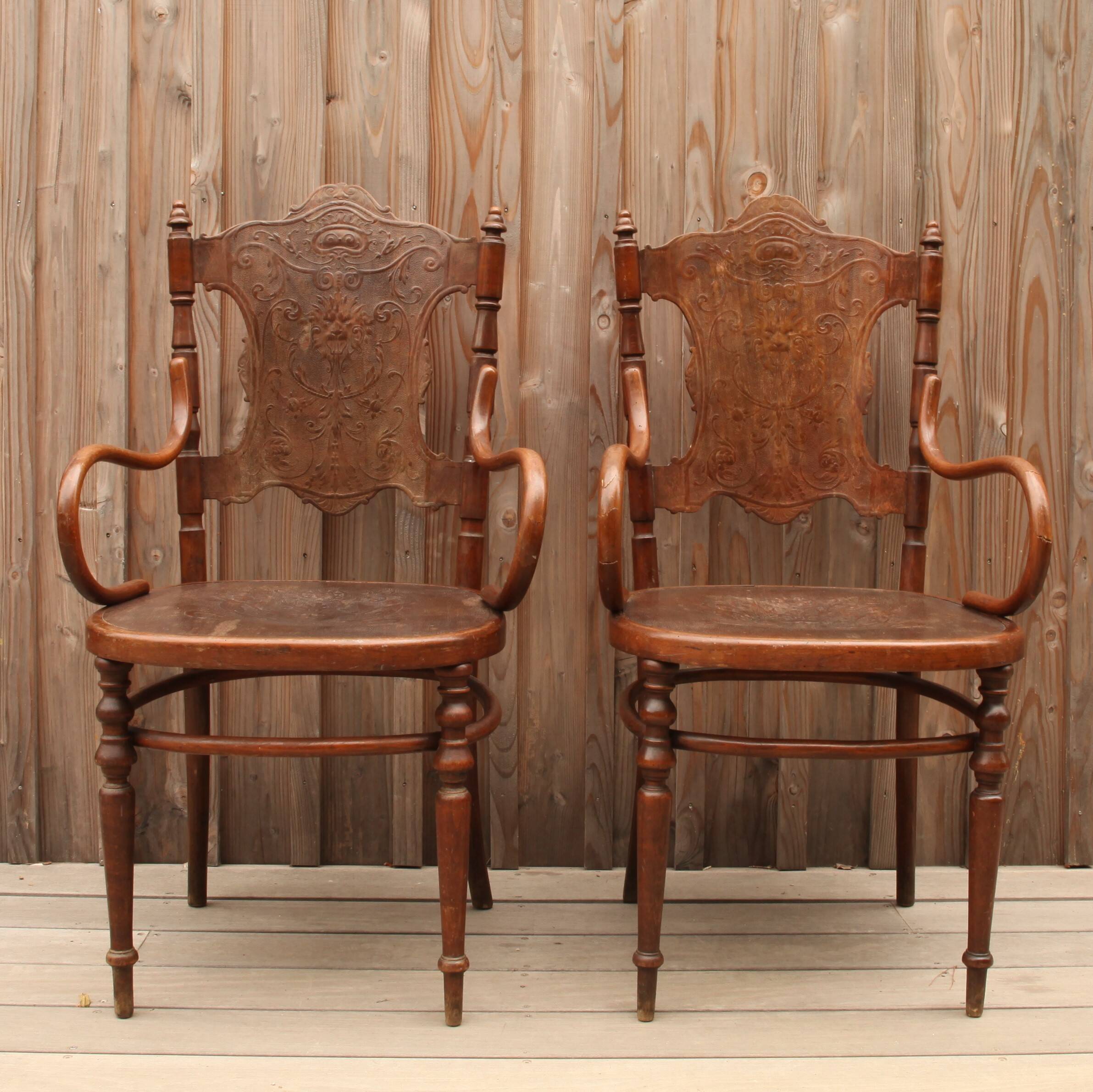 Pair of Art Nouveau Fischel armchairs