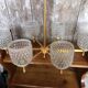Old Chandelier 6 Lights Golden Metal + Molded Glass Reflector