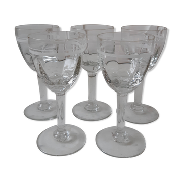 Lot of 5 glasses of bar white wine 20s