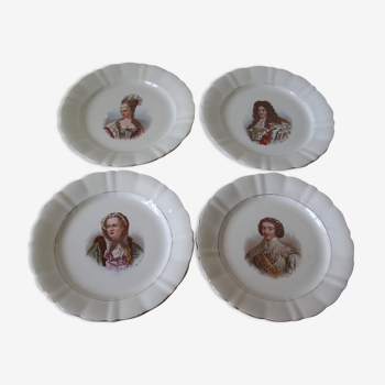 Set of 4 old plates royal family by a.lebacqz and bouchart 23 cm