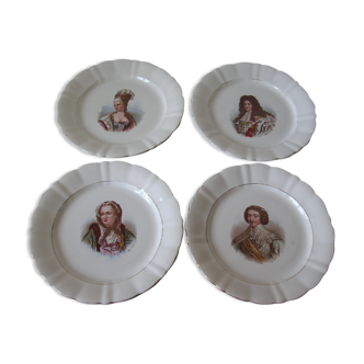 Lot de 4 anciennes assiettes famille royale par a.lebacqz et  bouchart 23 cm