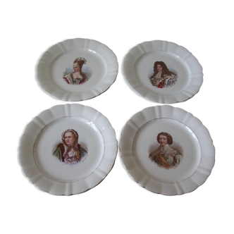 Set of 4 old plates royal family by a.lebacqz and bouchart 23 cm