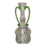 Large soliflore vase with transparent and green handles
