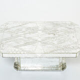 Rare coffee table in mosaic of mirrors by Daniel Clément around 1970