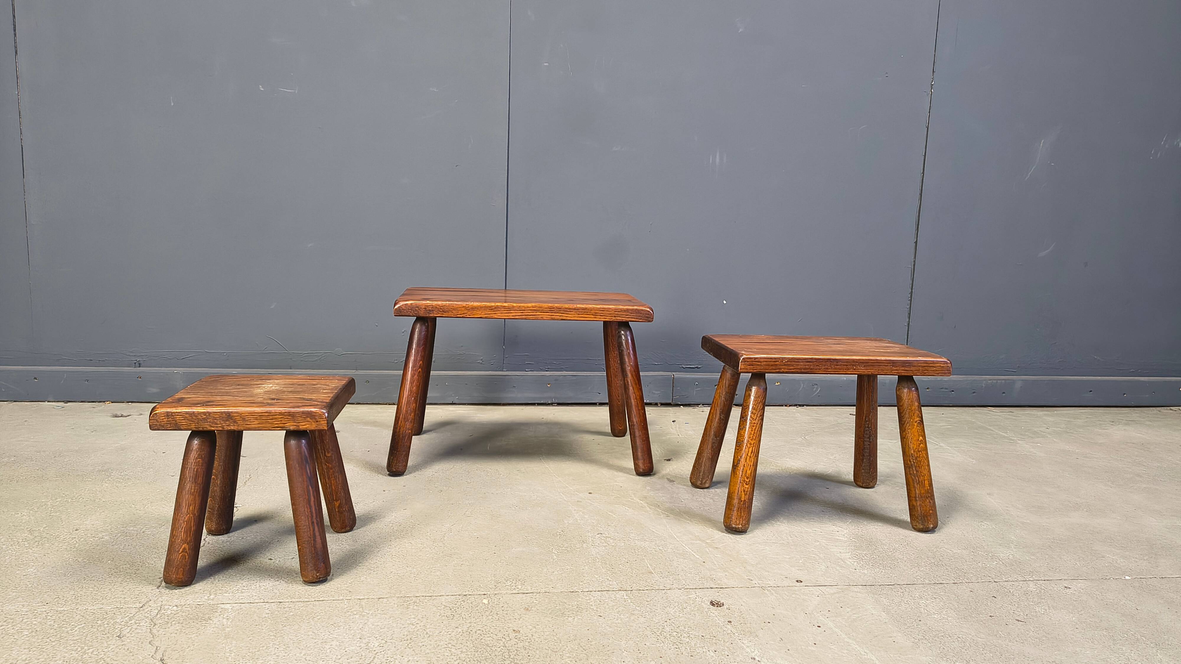 Vintage brutalist nesting tables, 1960s