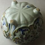 Old ceramic pot cover, decoration flowers, Rouen