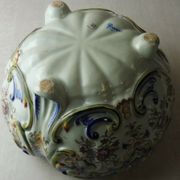 Old ceramic pot cover, decoration flowers, Rouen