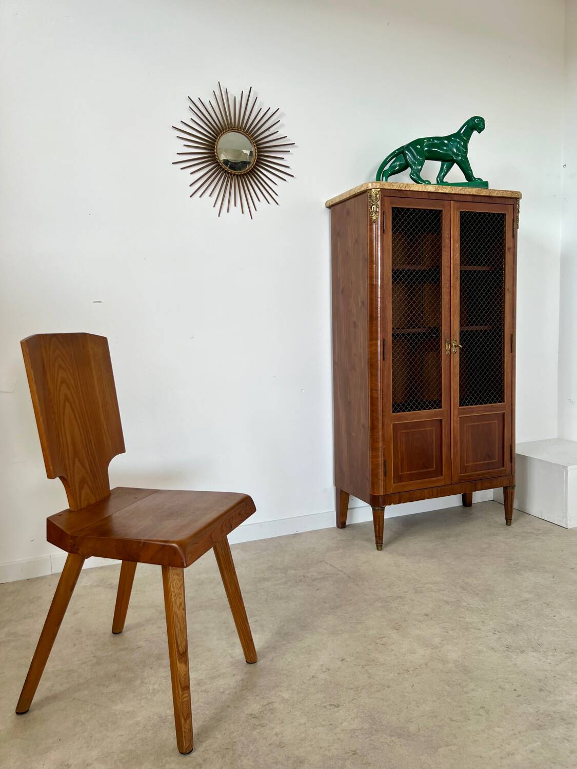 Old display case library with wire mesh from the Napoleon III period, late 19th century