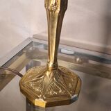 Chiseled golden bronze lamp, art nouveau, art deco with pretty tulip original 33x15 electricity ok