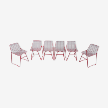 6 wired metal mesh chairs