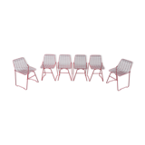 6 wired metal mesh chairs