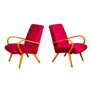 Paire de fauteuils 6951 - velours rouge