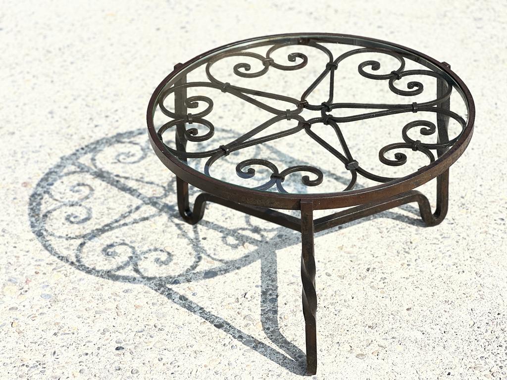 Round wrought iron coffee table 1950