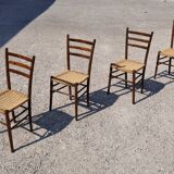 Set of 4 wooden chairs and rope