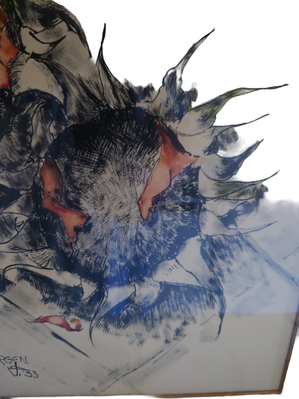 Painting under acrylic glass on bristol sheet signed bergen 1933