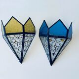 Wall lantern with stained glass windows