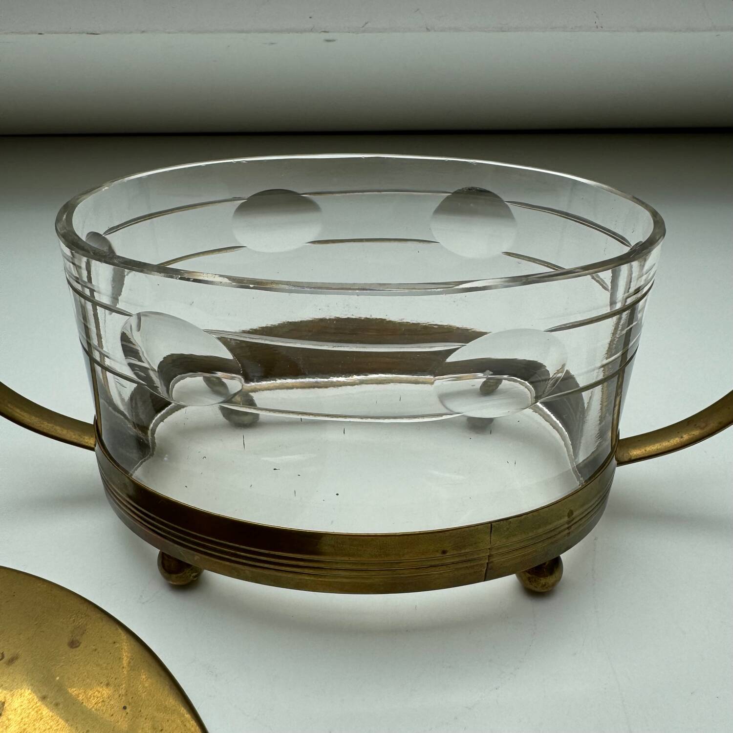 Crystal brass sugar bowl