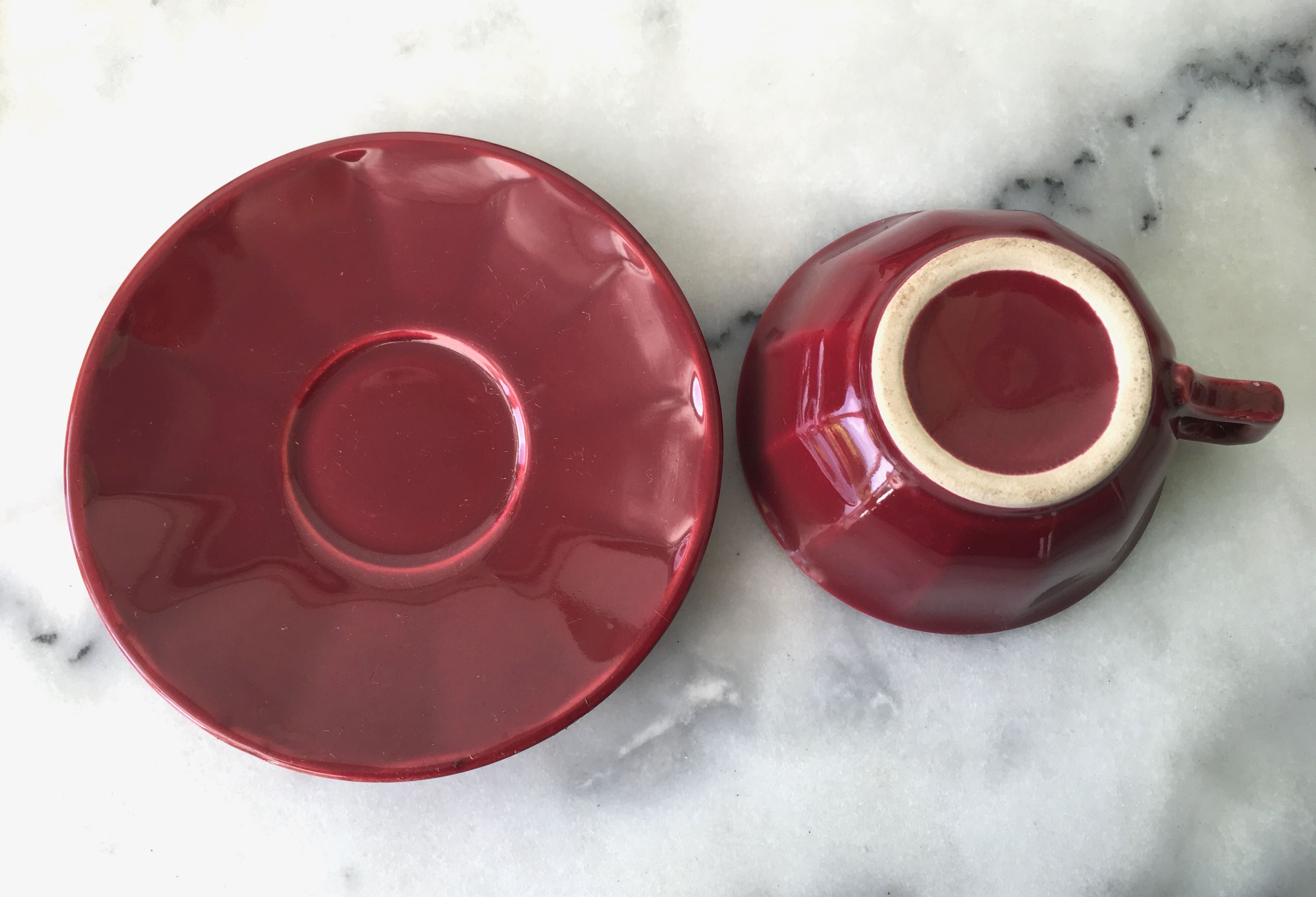 Set 12 coffee cups and vintage coffee maker