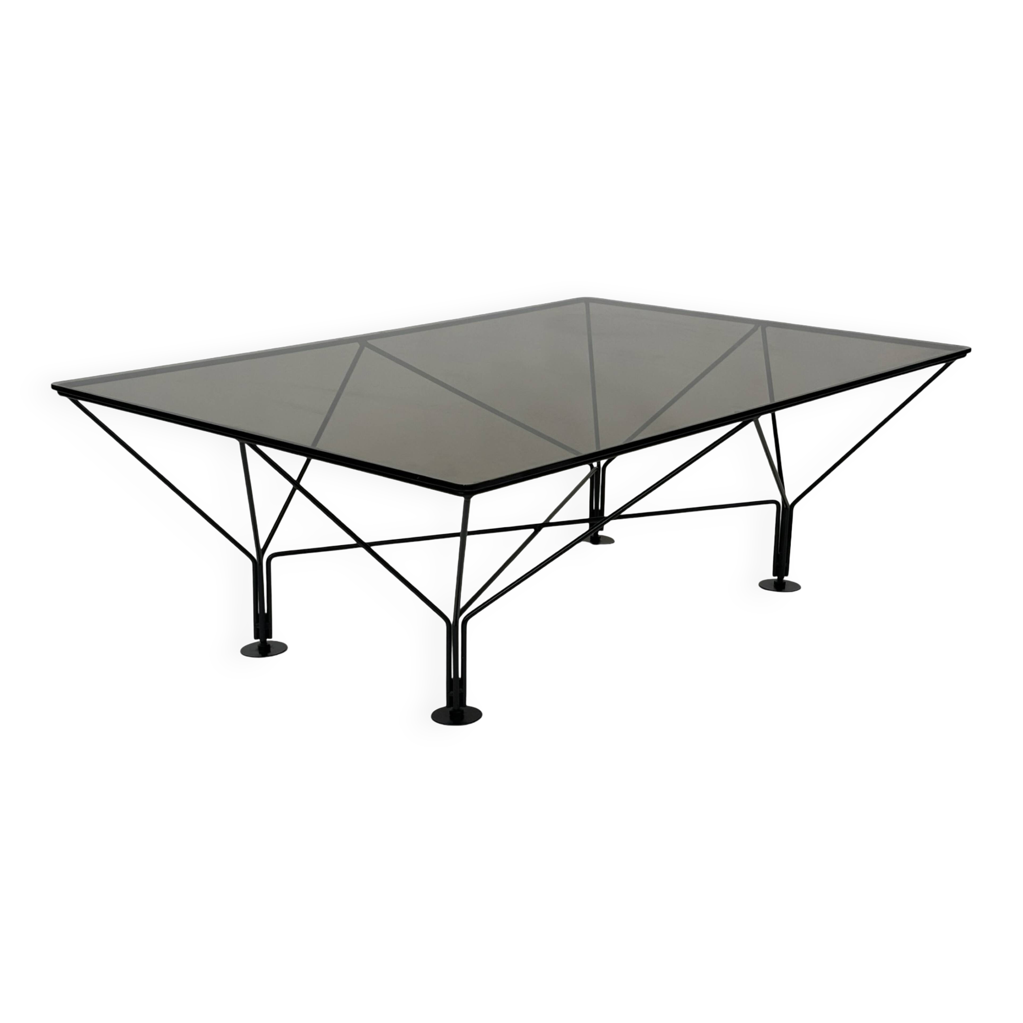 Vintage Coffee Table With Smoked Glass 80's Design