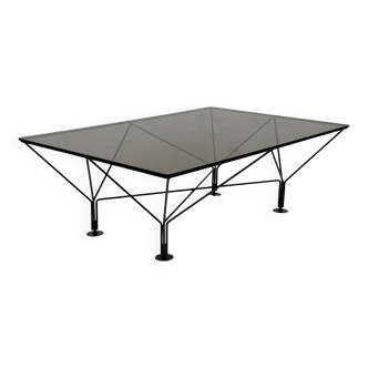 Vintage Coffee Table With Smoked Glass 80's Design