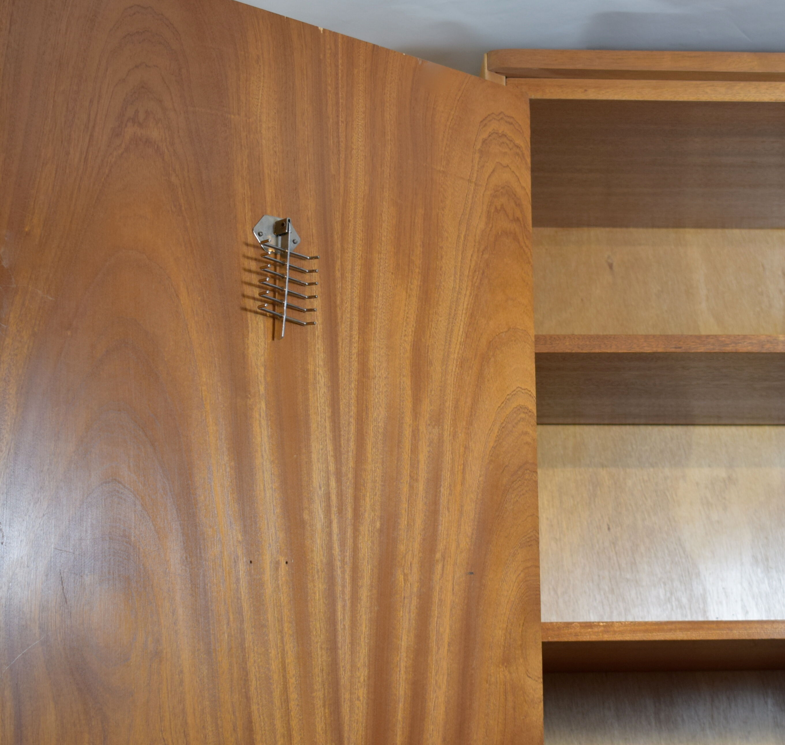 Parisian wardrobe in natural blond mahogany from the 1960s