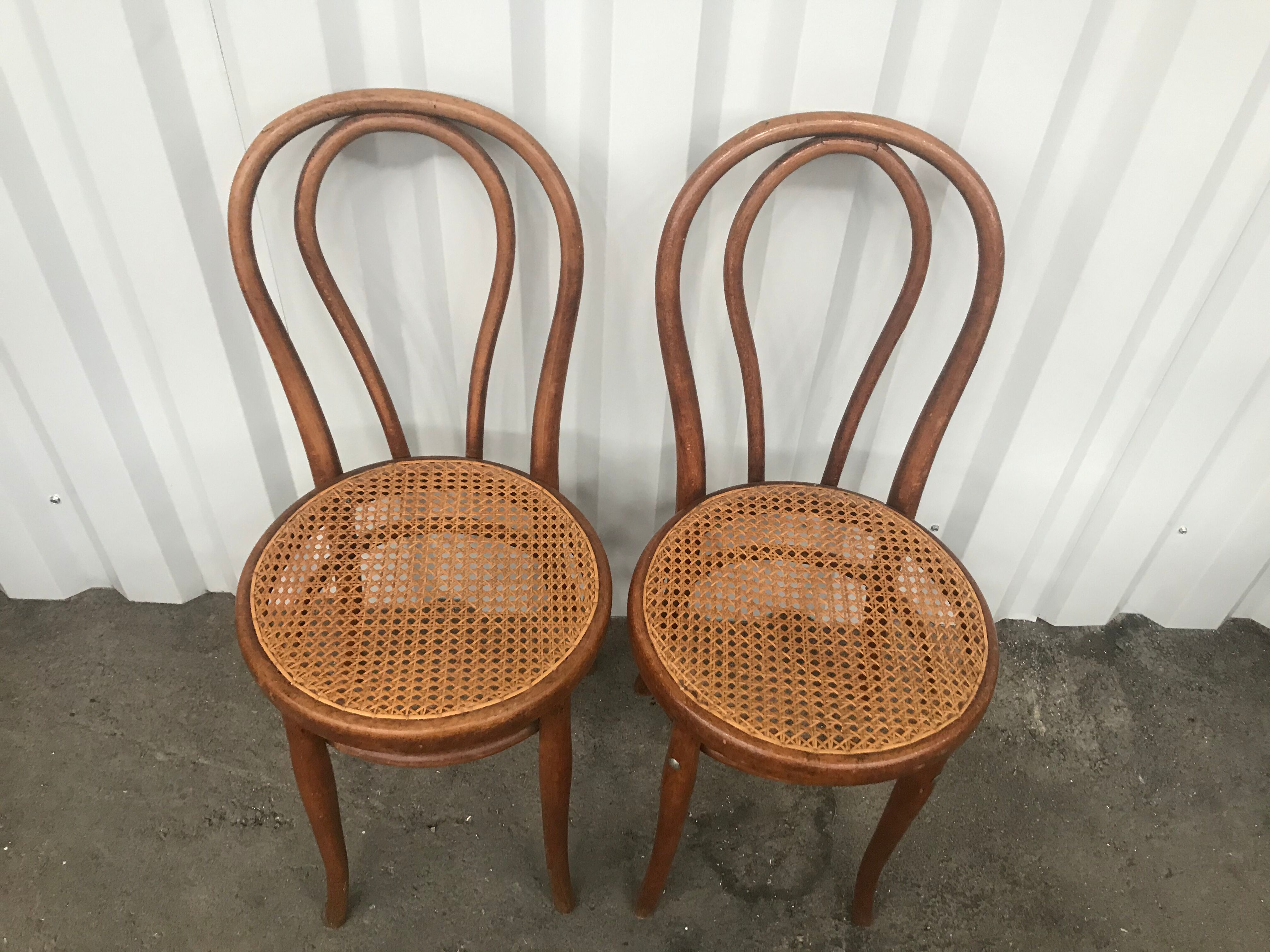 Pair of bistro chairs in canning Thonet