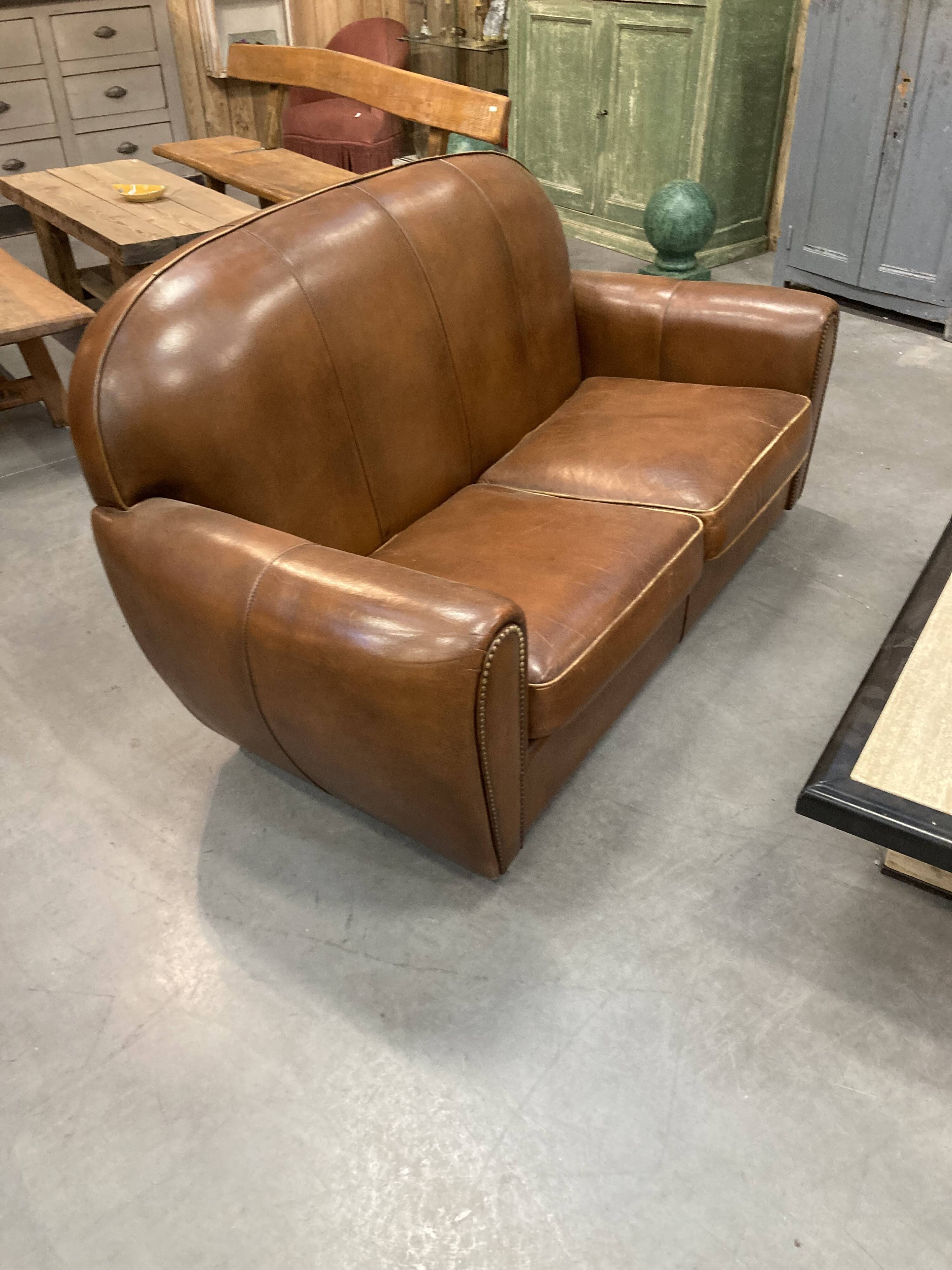 Old leather club sofa