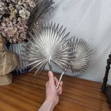 Vintage Two Tier Silver Metal Palm Leaf Fruit Basket