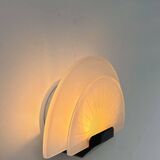 Vintage wall lamp "Diva" Ezio Didone for Arteluce, sandblasted glass and black metal, Italy 1970