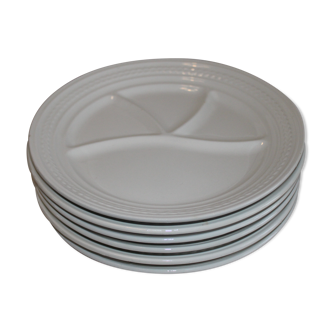 White porcelain fondue plates