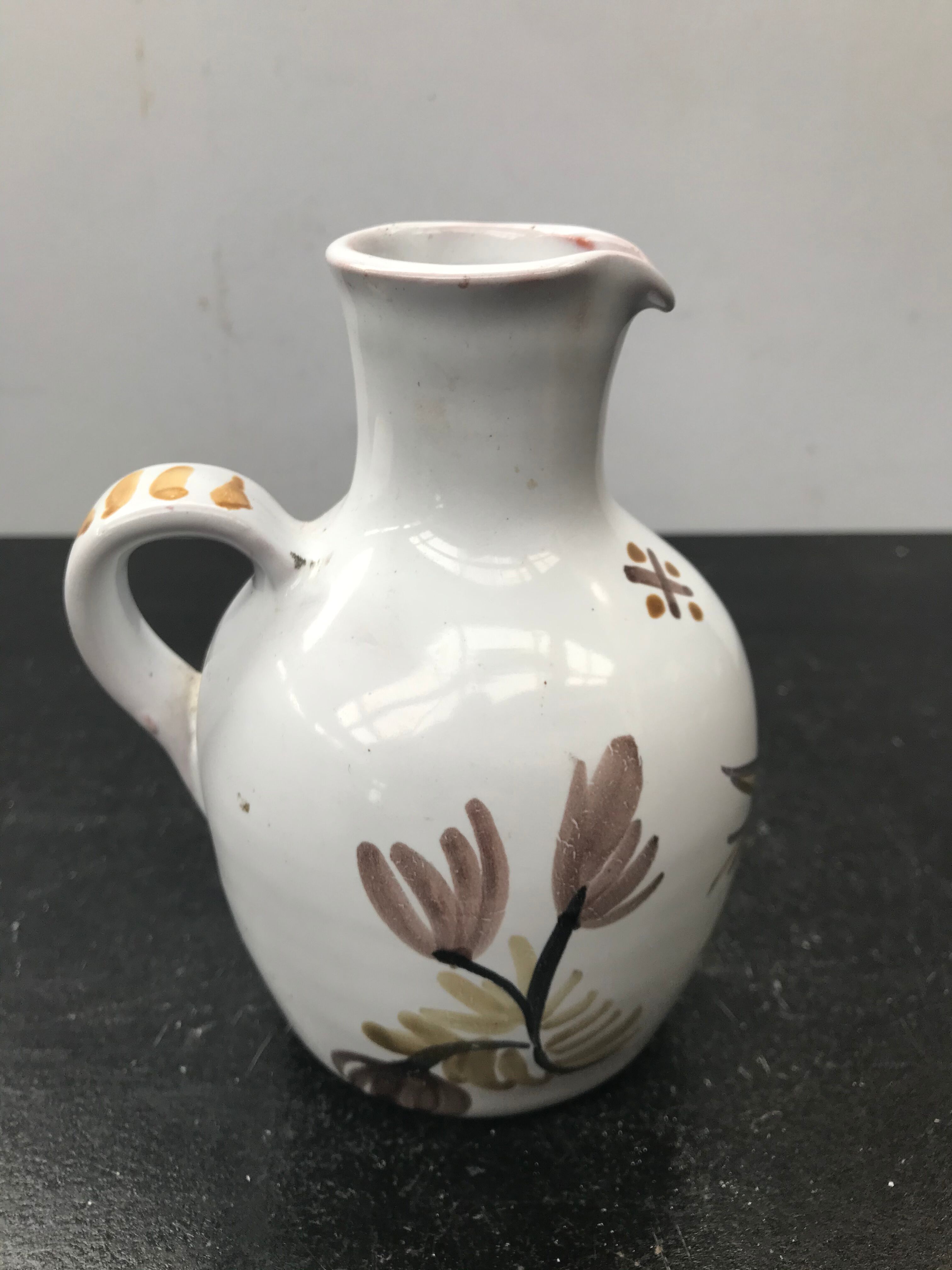 Former ceramic pitcher white decor birds painted