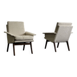 Pair of 1960 armchairs reupholstered in ecru curls