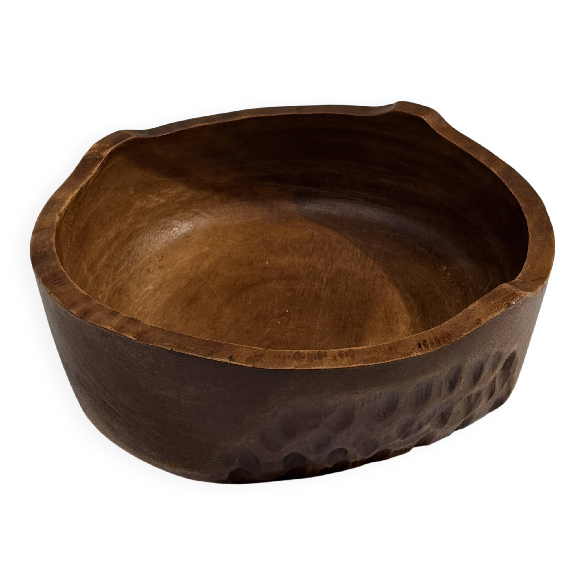 Large carved wooden bowl – French folk art, 1960s