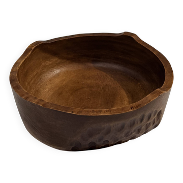 Large carved wooden bowl – French folk art, 1960s