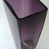 Large rectangular contemporary vase in purple smoked crystal