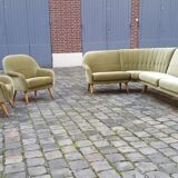 Danish Scandinavian modular corner sofa of years soft 50 green glossy