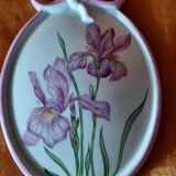 Médaillon Porcelaine Peint Main Fleur Iris.