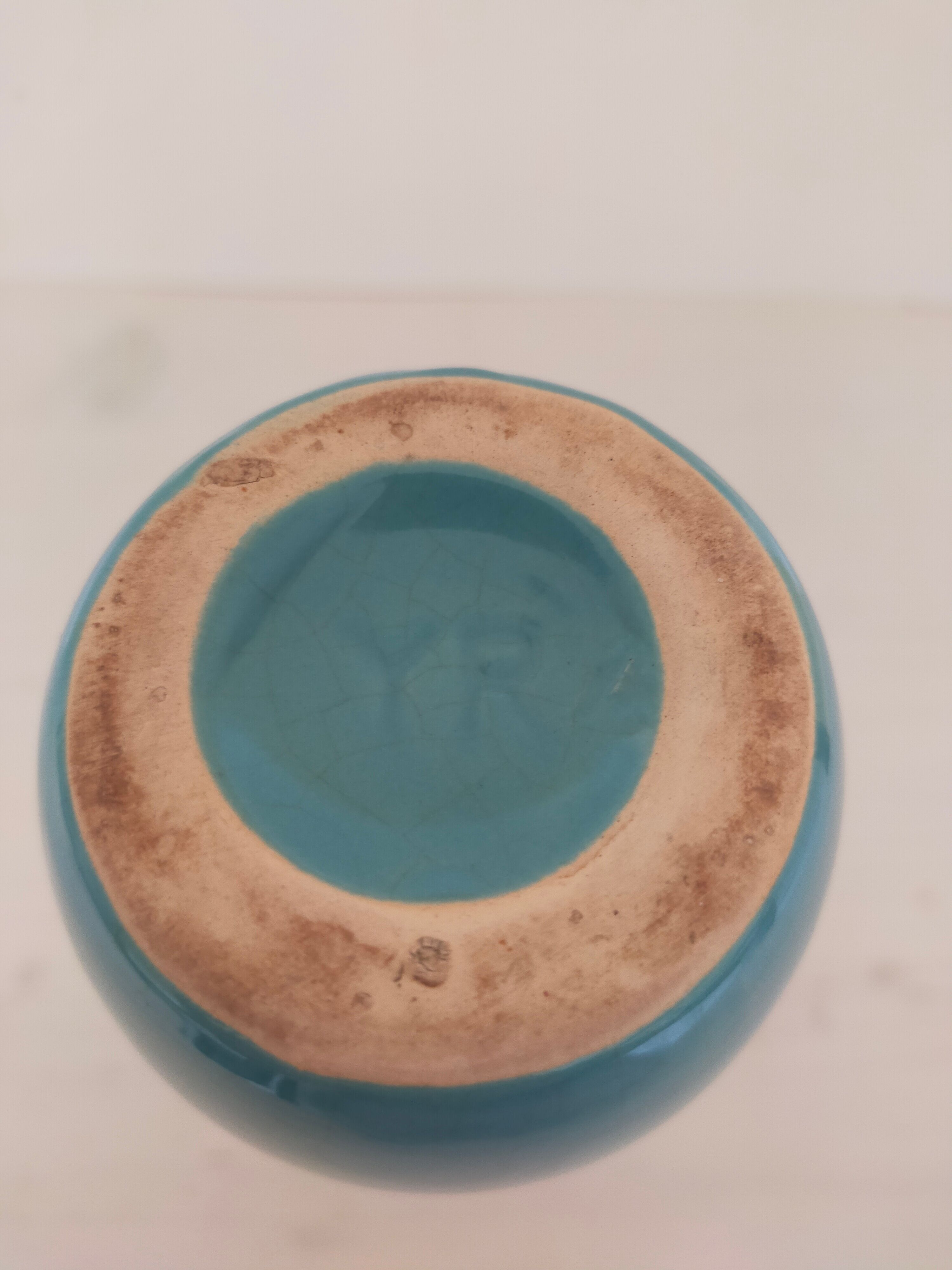 Blue ceramic vase signed
